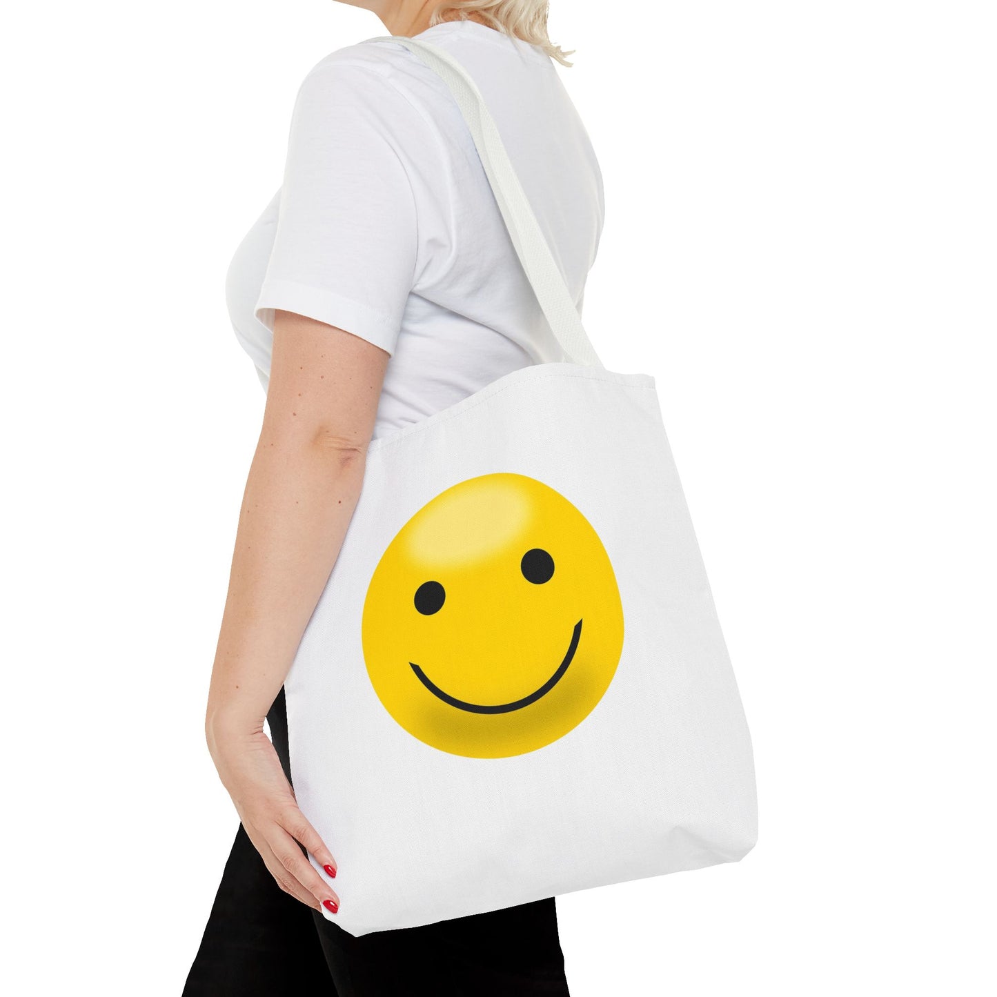 Smiley Face Tote Bag, Eco-Friendly Shopping Bag, Fun Beach Bag, Gift for Teens, Happy Tote for Everyday Use