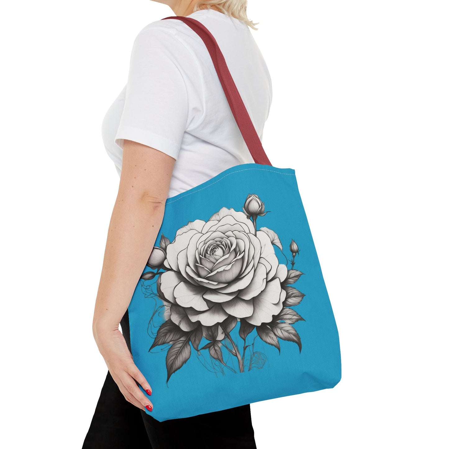 Elegant Floral Tote Bag with Roses, Chic Reusable Grocery Bag, Perfect Gift for Her, Stylish Handbag, Everyday Essentials