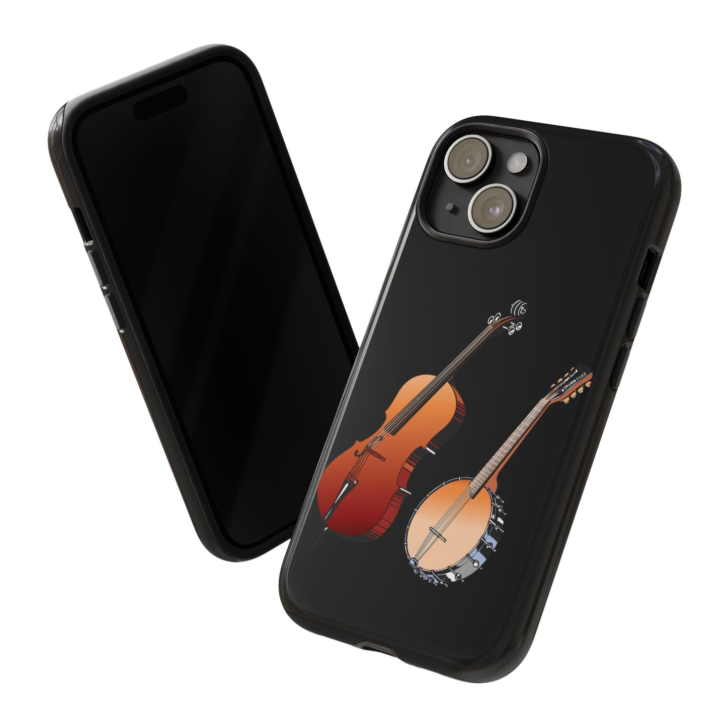 Musical Instrument Phone Case - Violin & Banjo Design, Music Lover Gift, Unique Phone Cover, Holiday Gift, Durable Tough Cases
