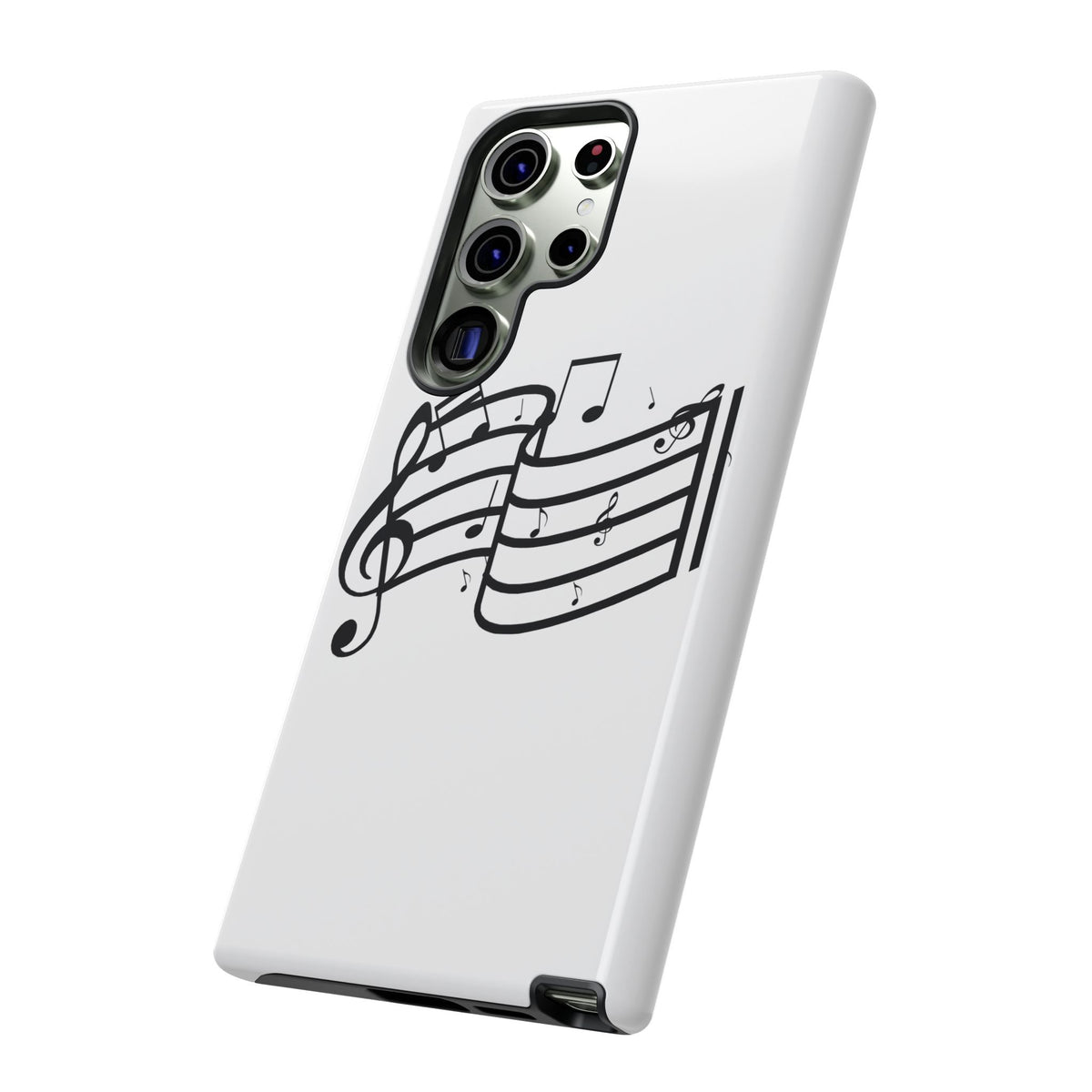 Musical Notes Phone Case — Black Treble Clef Music Staff Tough Case