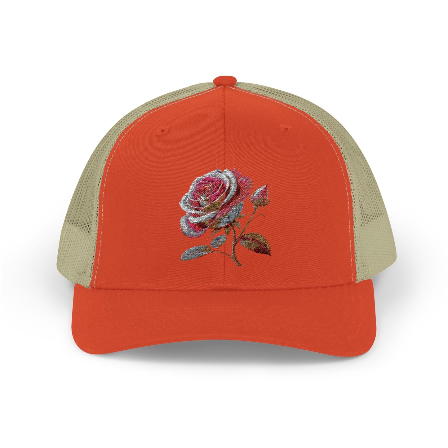 Rose Embellished Snapback Trucker Cap, Casual Hat for Outdoor Events, Gift for Flower Lovers, Stylish Fashion Accessory, Holiday Cap