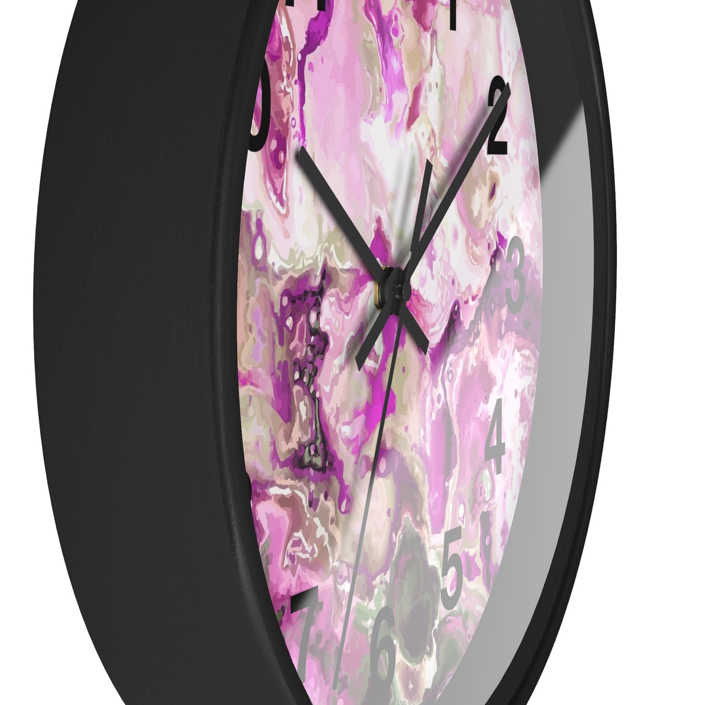 Elegant Pink Swirl Wall Clock Home Decor, Gift for Her, Modern Design, Office Wall Art, Functional Art