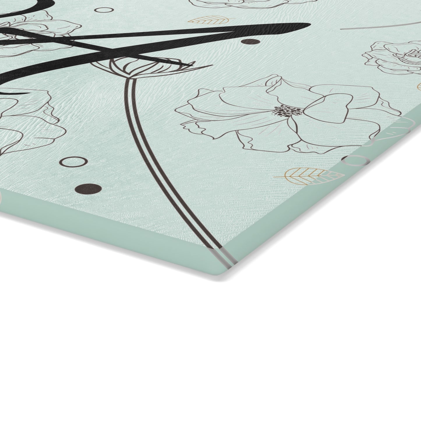 Personalized Floral Glass Cutting Board, Elegant Kitchen Decor, Home Gift, Wedding, Housewarming, Floral Art, Custom Name