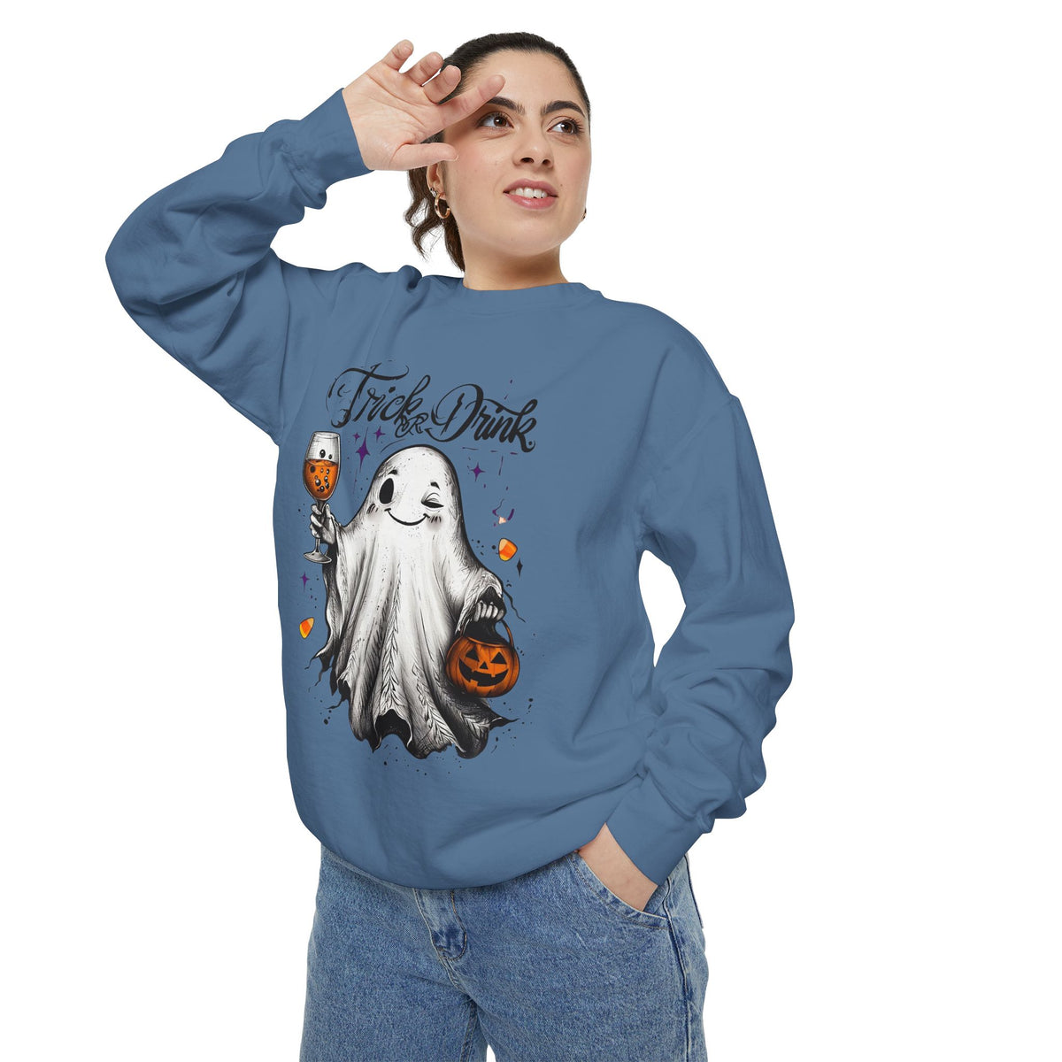 Spooky Ghost Sweatshirt | Trick or Treat Apparel, Halloween Gift, Cozy Unisex Top, Fall Fashion, Casual Wear