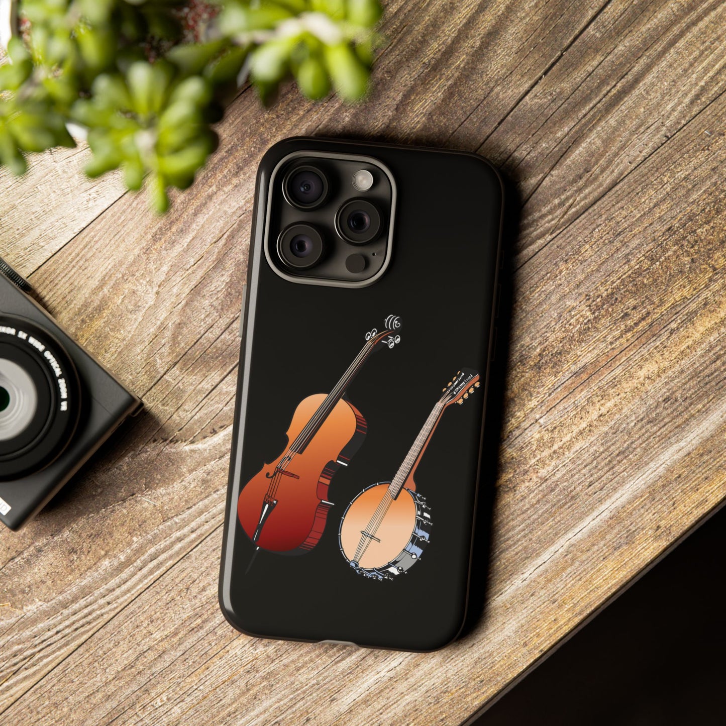 Musical Instrument Phone Case - Violin & Banjo Design, Music Lover Gift, Unique Phone Cover, Holiday Gift, Durable Tough Cases