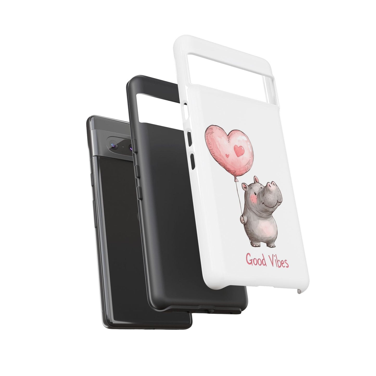 Cute Hippo Phone Case - Good Vibes Design, Animal Lover Gift, Fun Accessory, Birthday Present, Phone Accessories