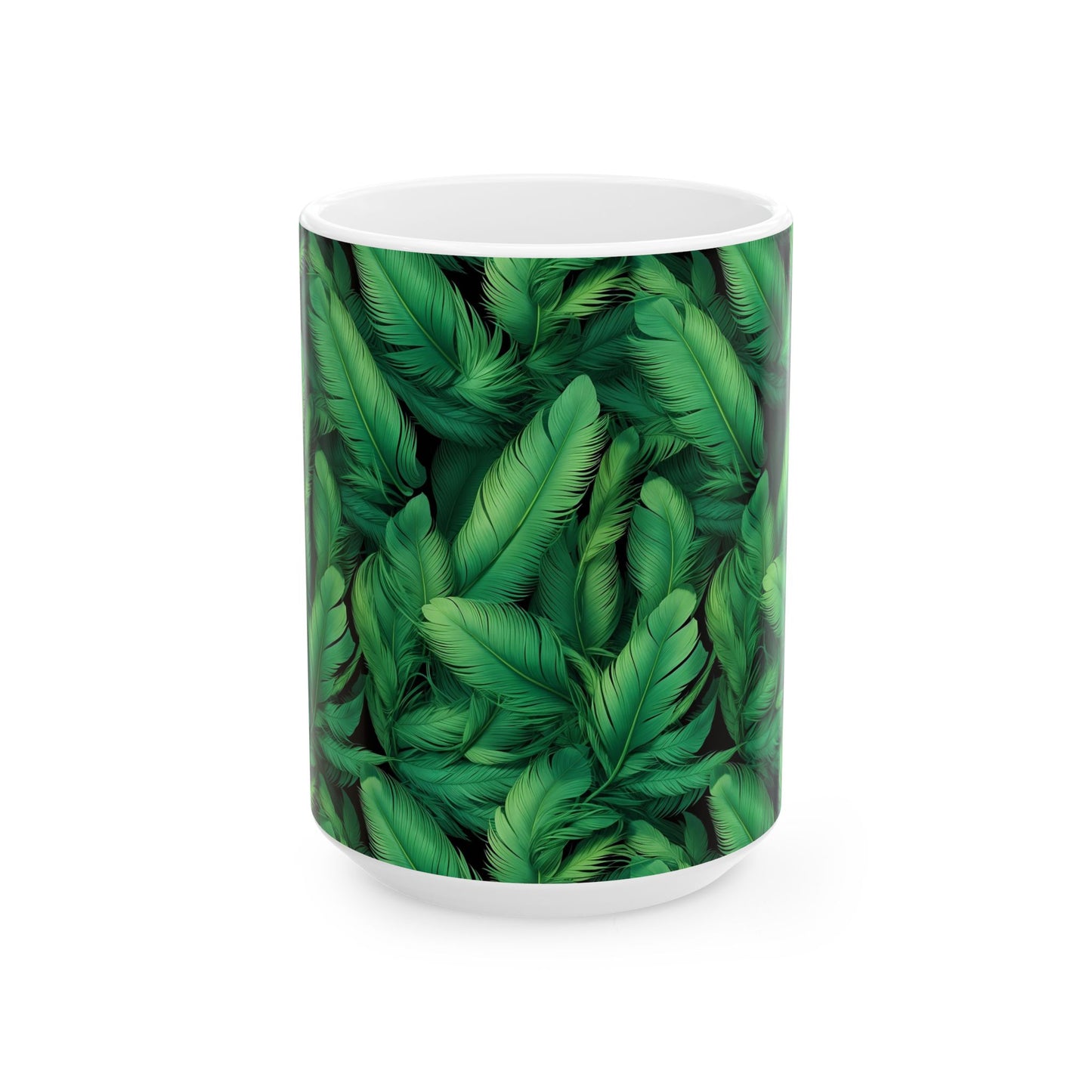 Green Leaves Ceramic Mug - Nature Lover Gift, Coffee Cup, Plant Decor, Eco-Friendly, Botanical Kitchenware