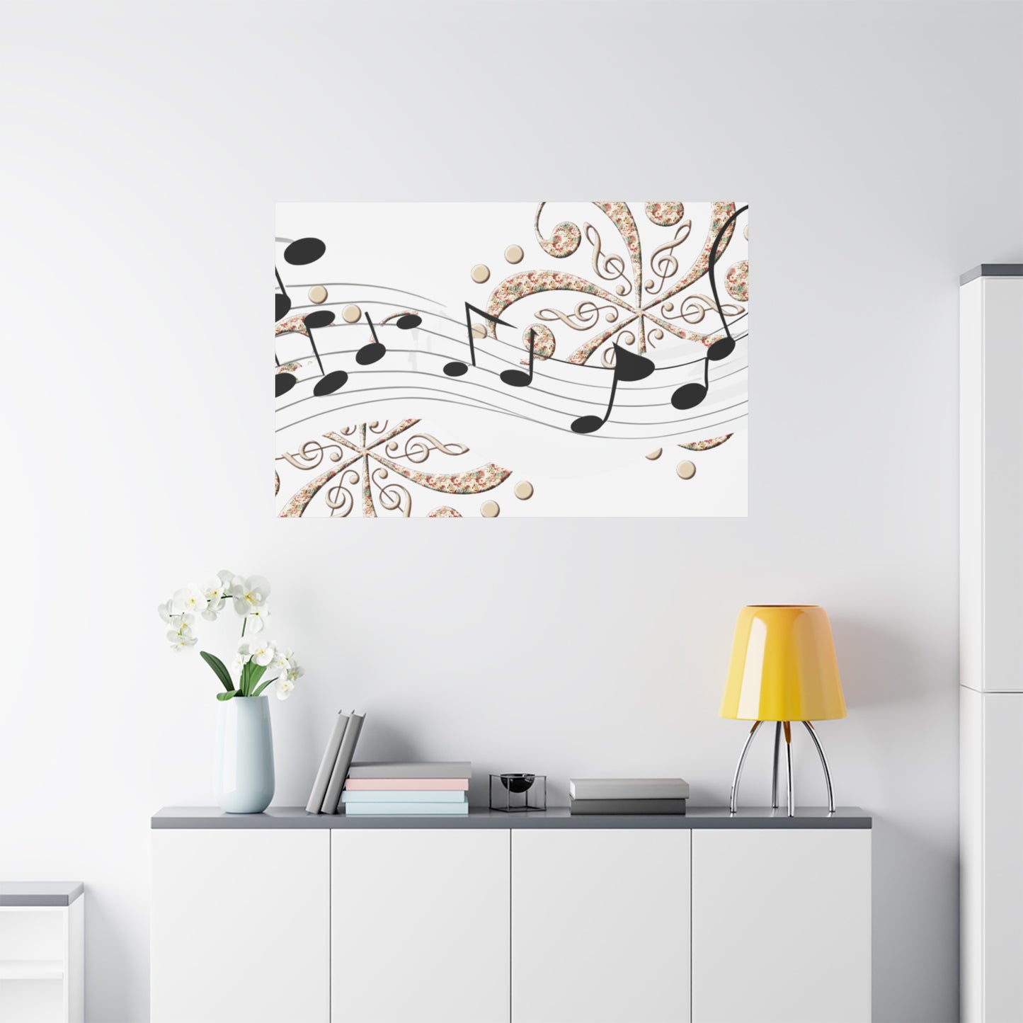 Musical Note Canvas Art, Floral Decor for Home, Music Lover Gift, Wall Art for Musicians, Unique Gift Idea