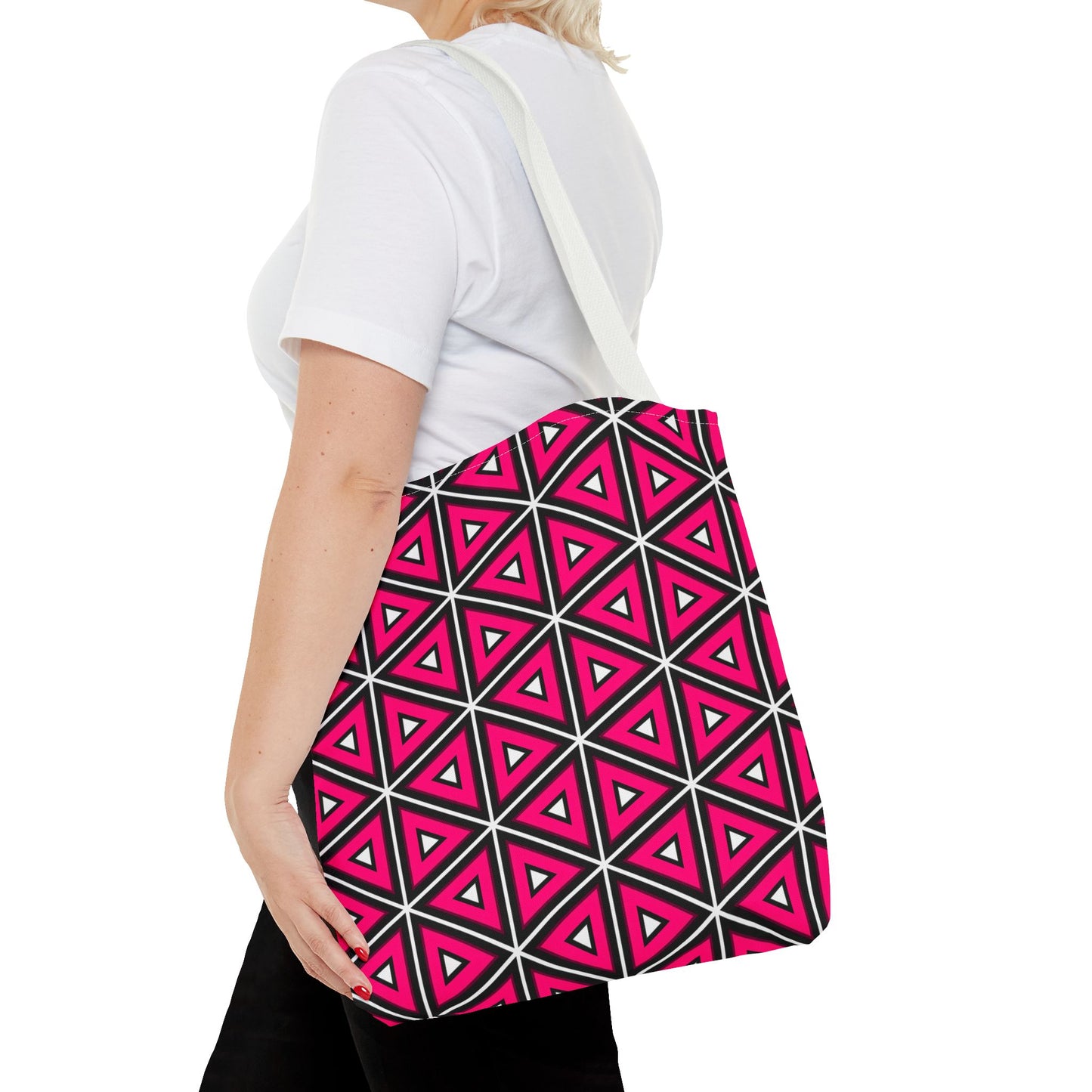 Vibrant Geometric Tote Bag, Trendy Shopping Tote, Cute Carry-All