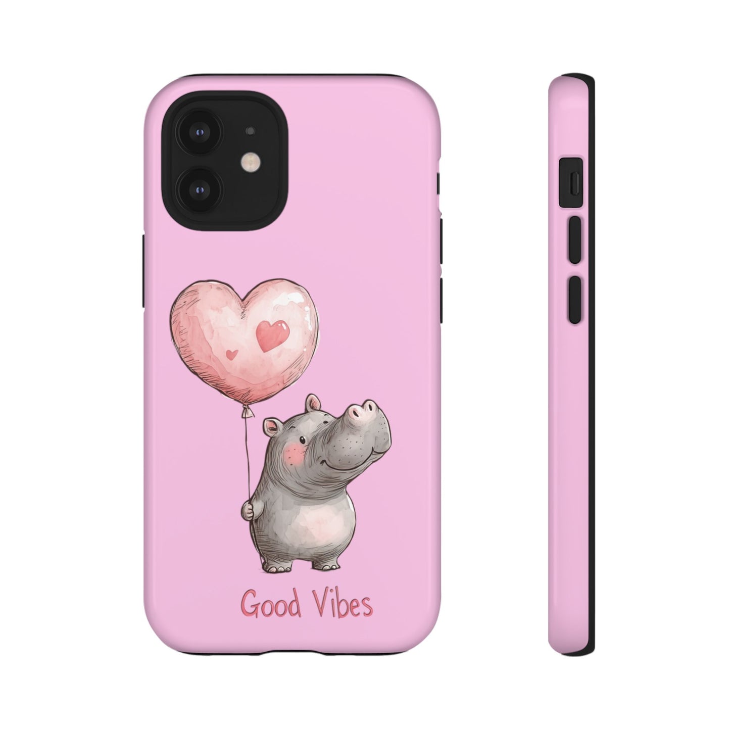 Cute Hippo Phone Case | Good Vibes, Gift for Friends, Cute Phone Accessories, Animal Lover Gift, Happy Phone Cover