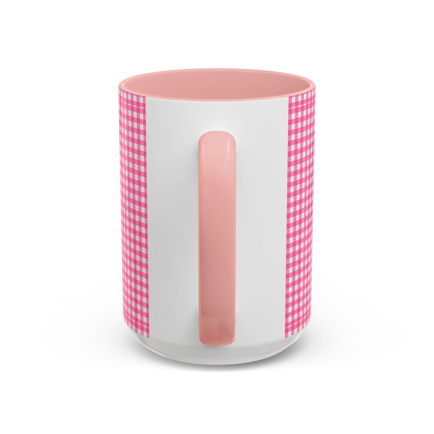 Pink Gingham Accent Coffee Mug, Cute Kitchen Decor, Gift for Coffee Lovers, Home Office Mug, Spring and Summer Vibes