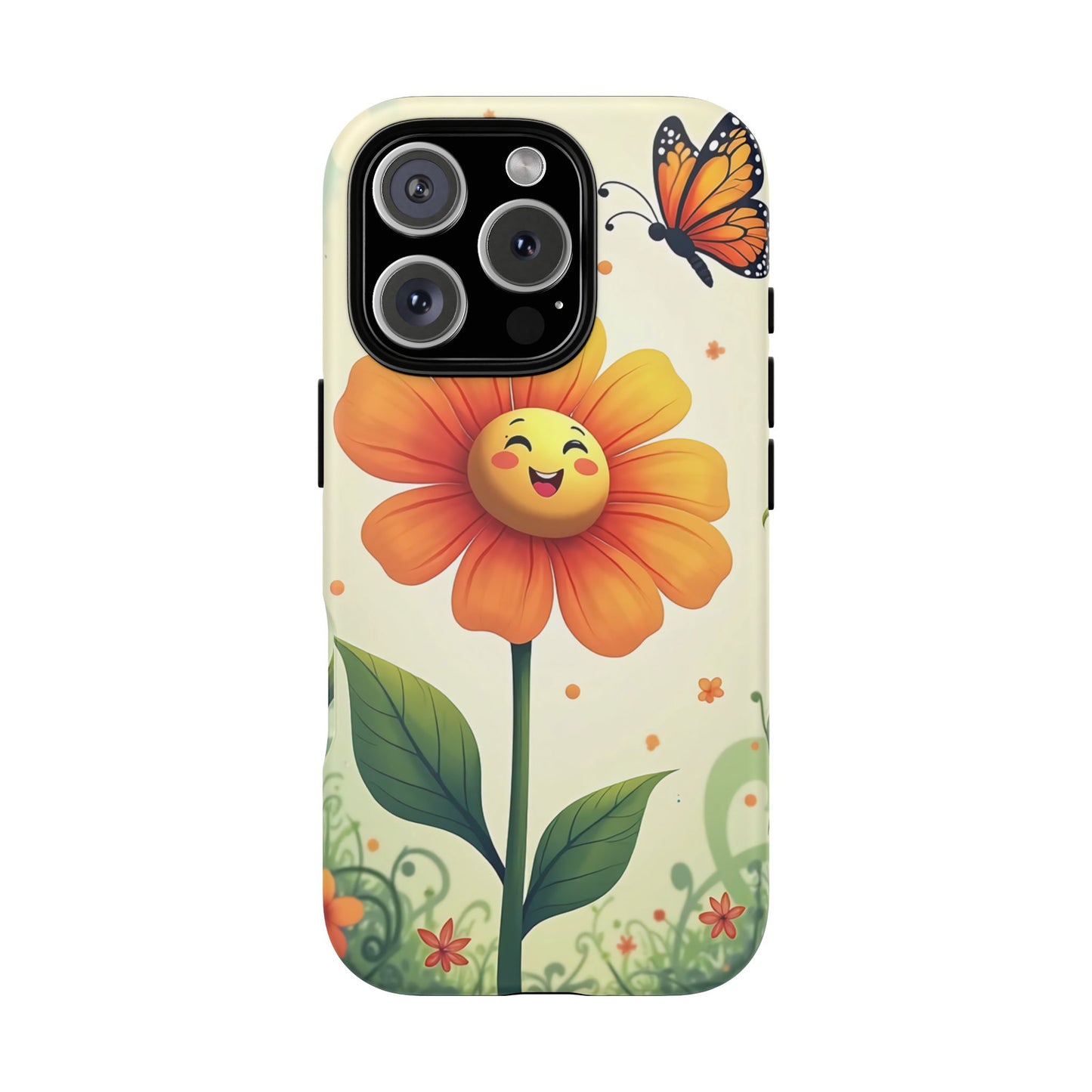 Floral Phone Case with Butterfly Design, Cute Flower Phone Cover for Nature Lovers, Eco-Friendly Gift, Spring Vibes, Birthday Present
