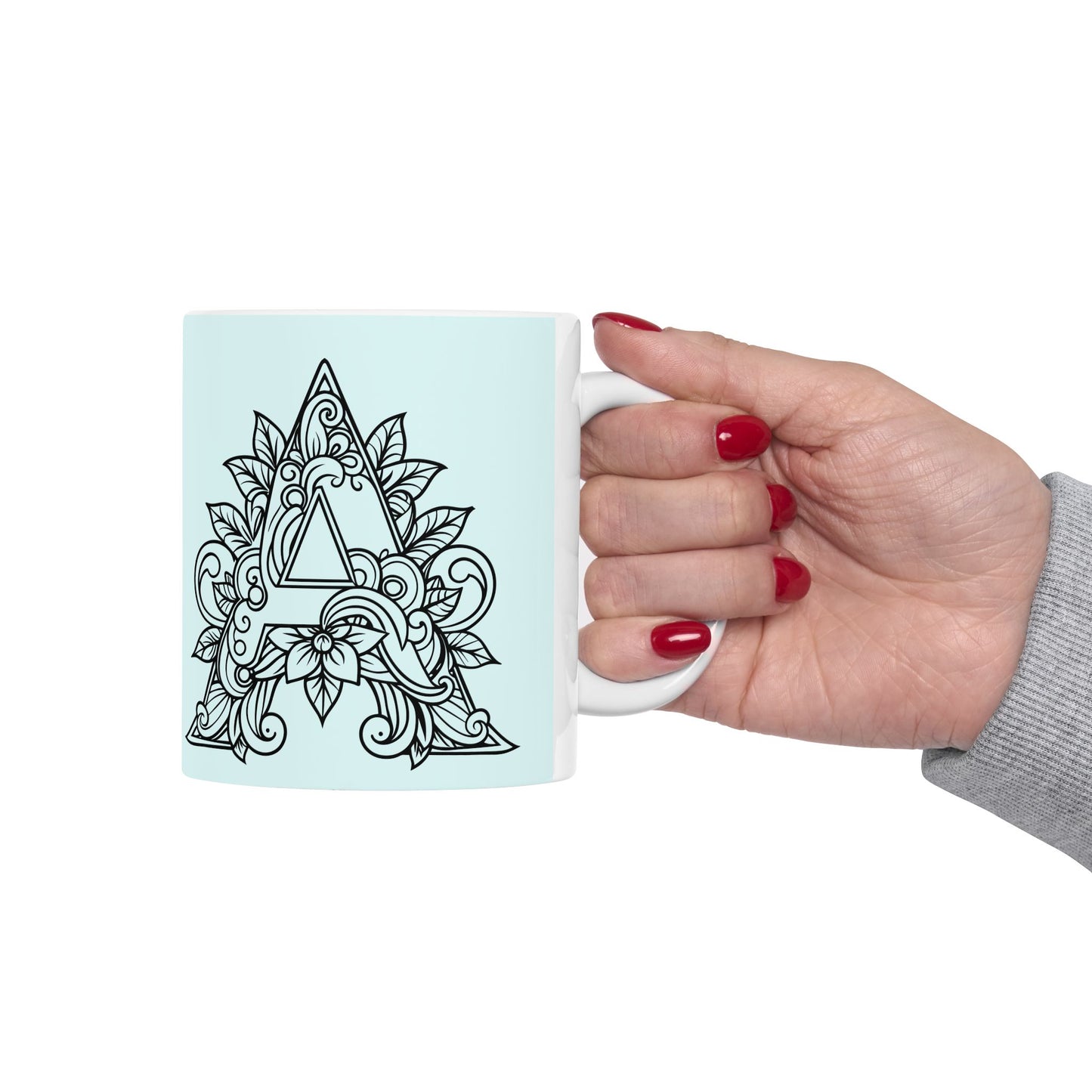 Mandala Design Ceramic Mug - Letter A Calming Tea & Coffee Cup, Gift for Her, Home Decor, Zen Vibes, Meditation