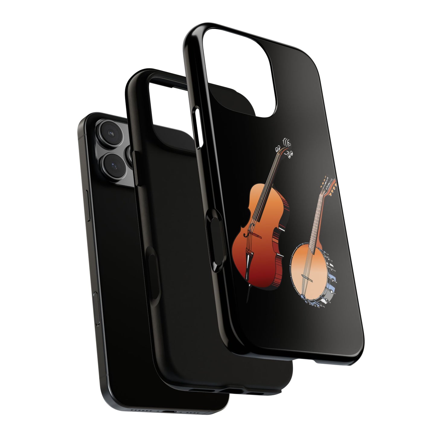 Musical Instrument Phone Case - Violin & Banjo Design, Music Lover Gift, Unique Phone Cover, Holiday Gift, Durable Tough Cases