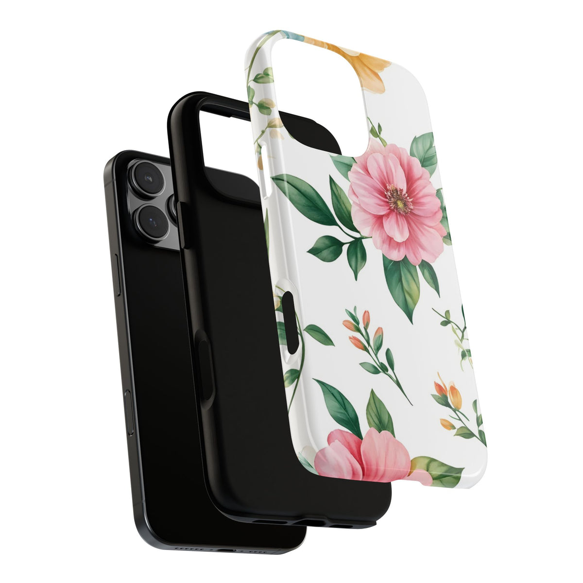 Floral Tough Phone Case — Pink Peony Protective Phone Cover