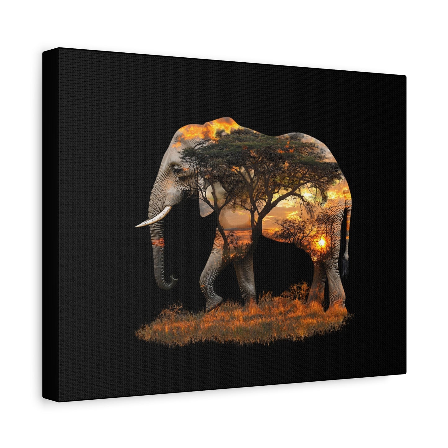 Elephant Tree Matte Canvas Art, Nature Wall Decor, Wildlife Home Decoration, Gift for Animal Lovers, Boho Living Room Accent
