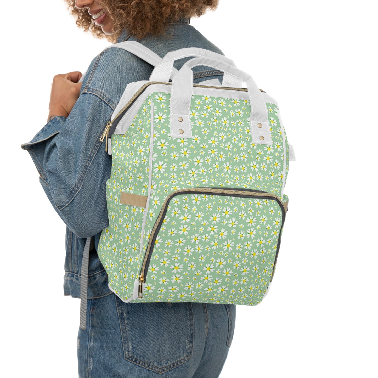 Stylish Floral Diaper Backpack for Moms, Versatile Baby Bag, Tote, Eco-Friendly, Gift for New Parents, Nursery Essential