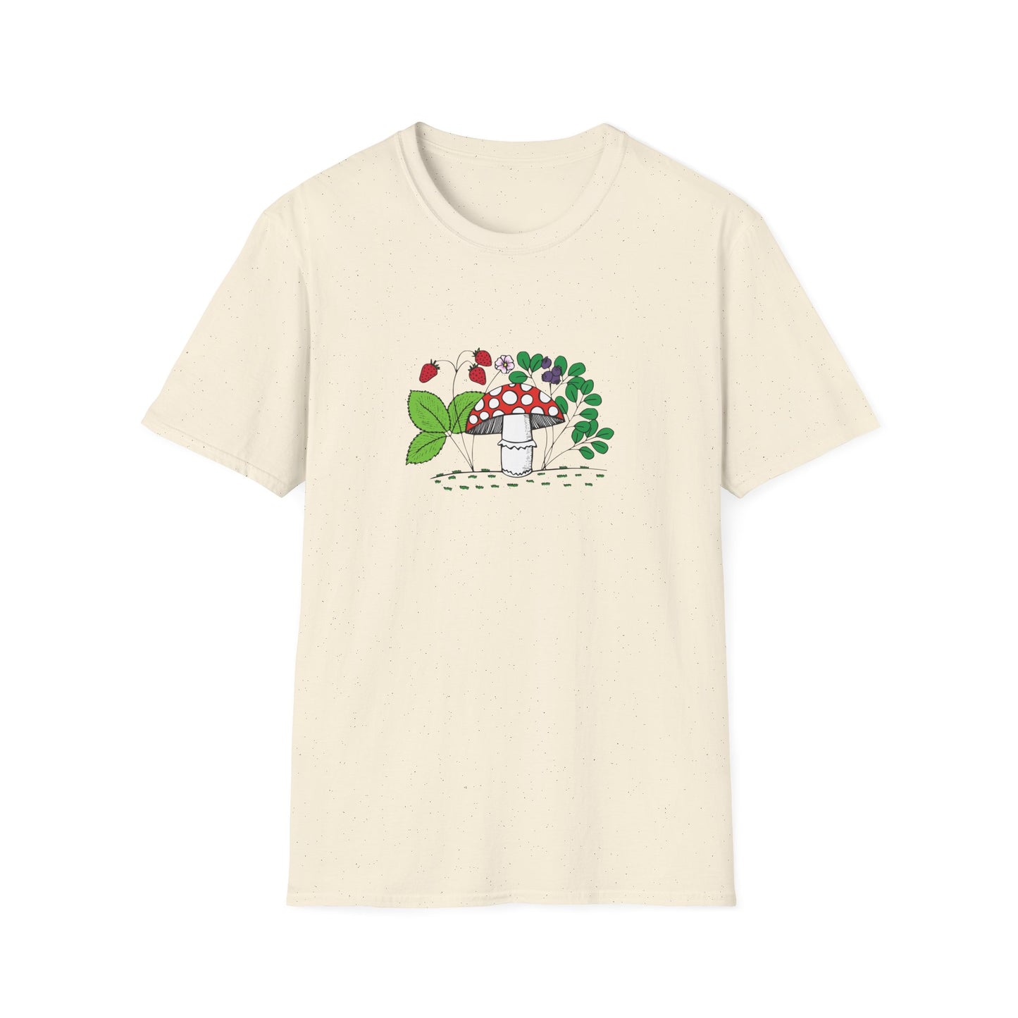 Whimsical Mushroom T-Shirt for Nature Lovers, Casual Tees, Gift for Gardeners, Unisex Softstyle Shirt, Eco-Friendly Apparel