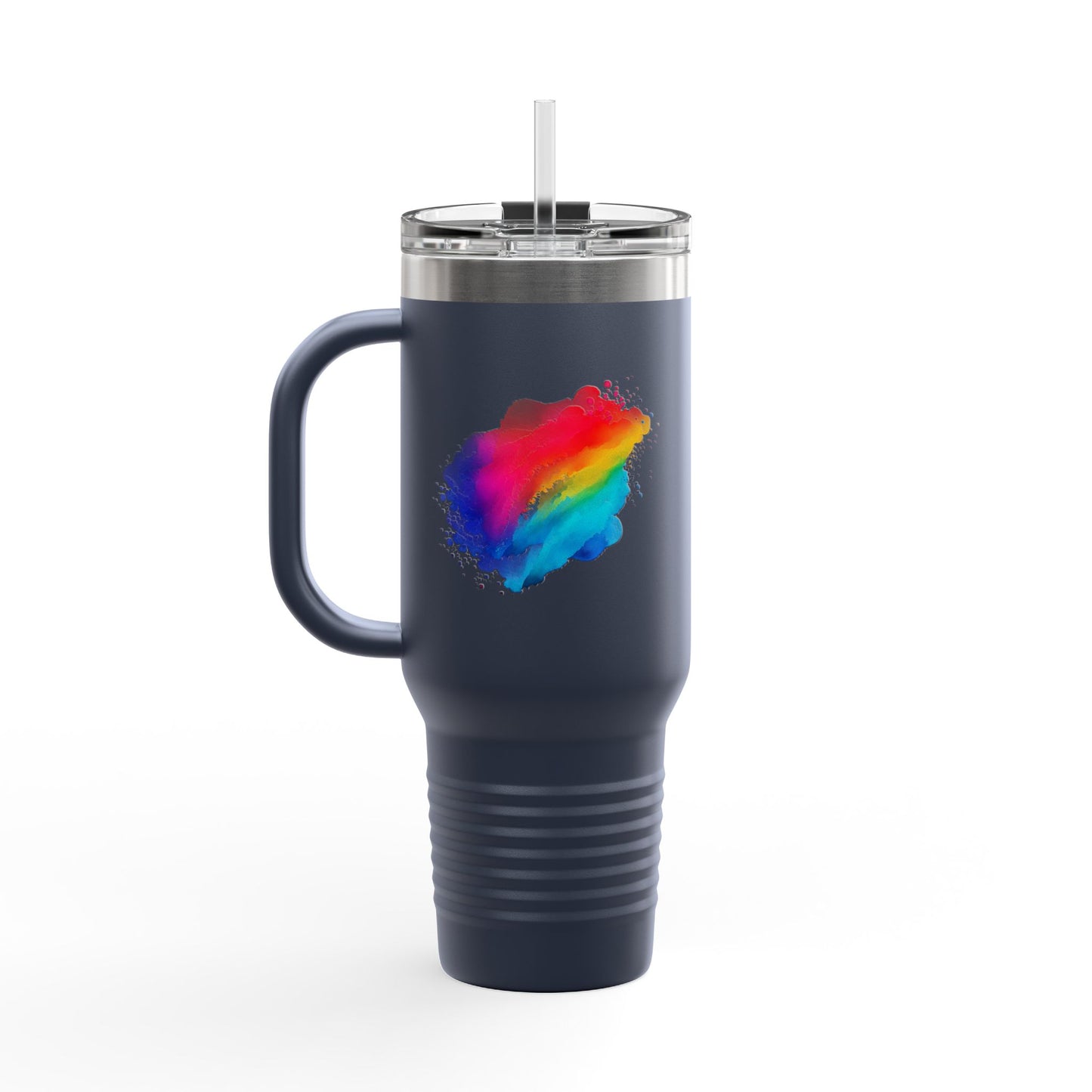 Vibrant Rainbow Insulated Travel Mug | 40oz Leakproof Drinkware for Road Trips, Gifts, Outdoor Adventures, Pride Events, Summer Outings