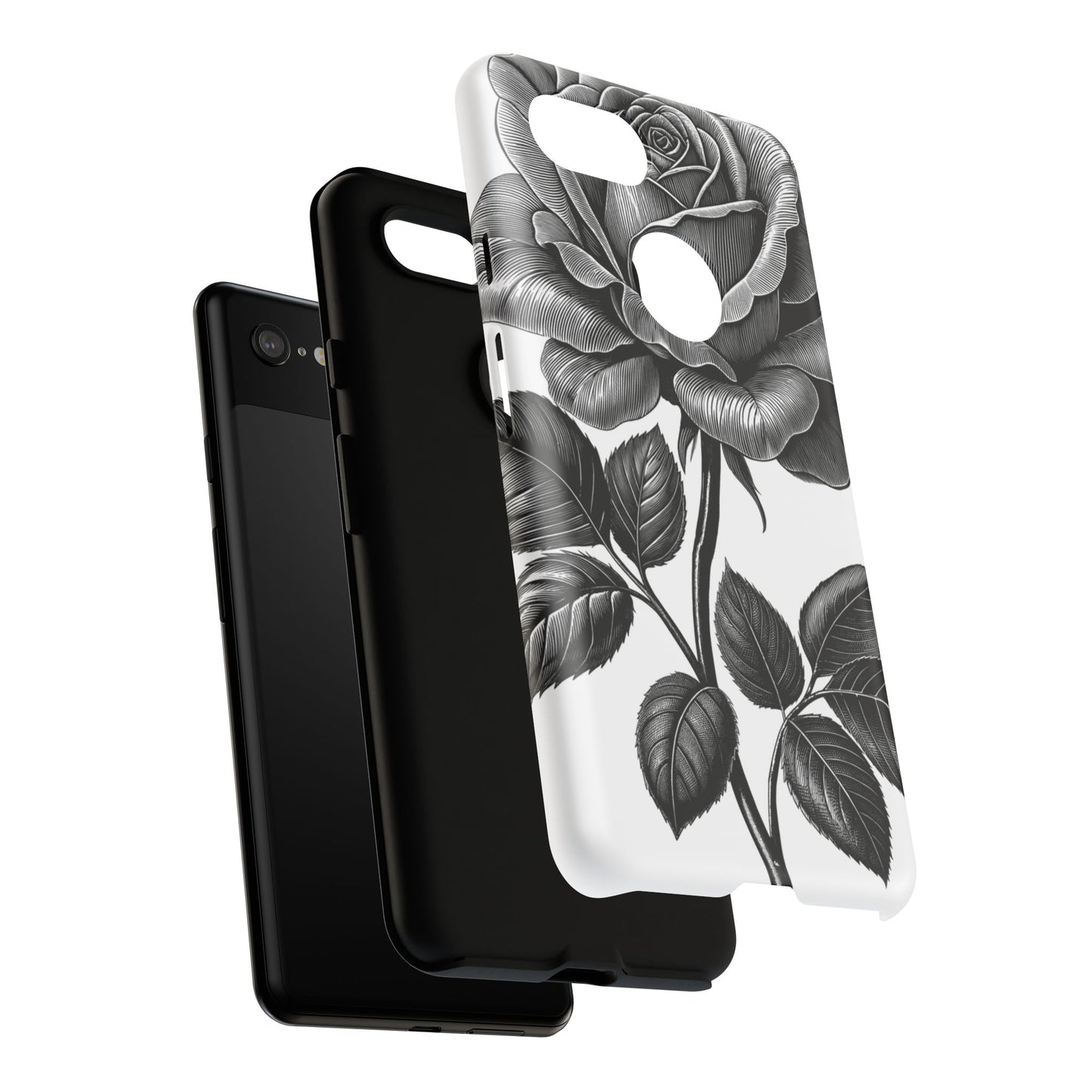 Elegant Floral Phone Case - Tough Cases, Black Rose Design, Floral Phone Cover, Stylish Phone Accessory, Gift for Her, Mother's Day