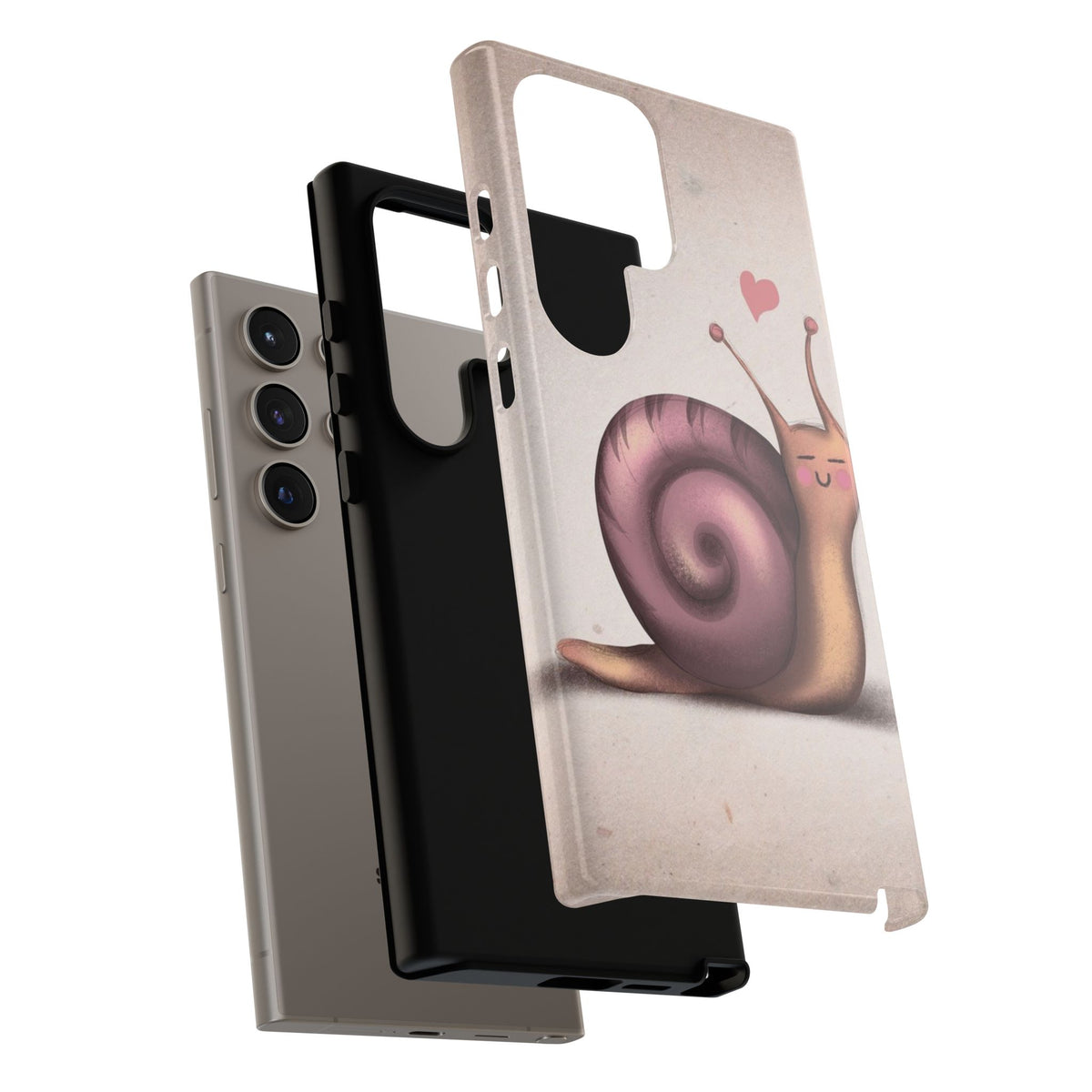 Cute Snail Phone Case — Pink Heart Cartoon Protective iPhone Cover