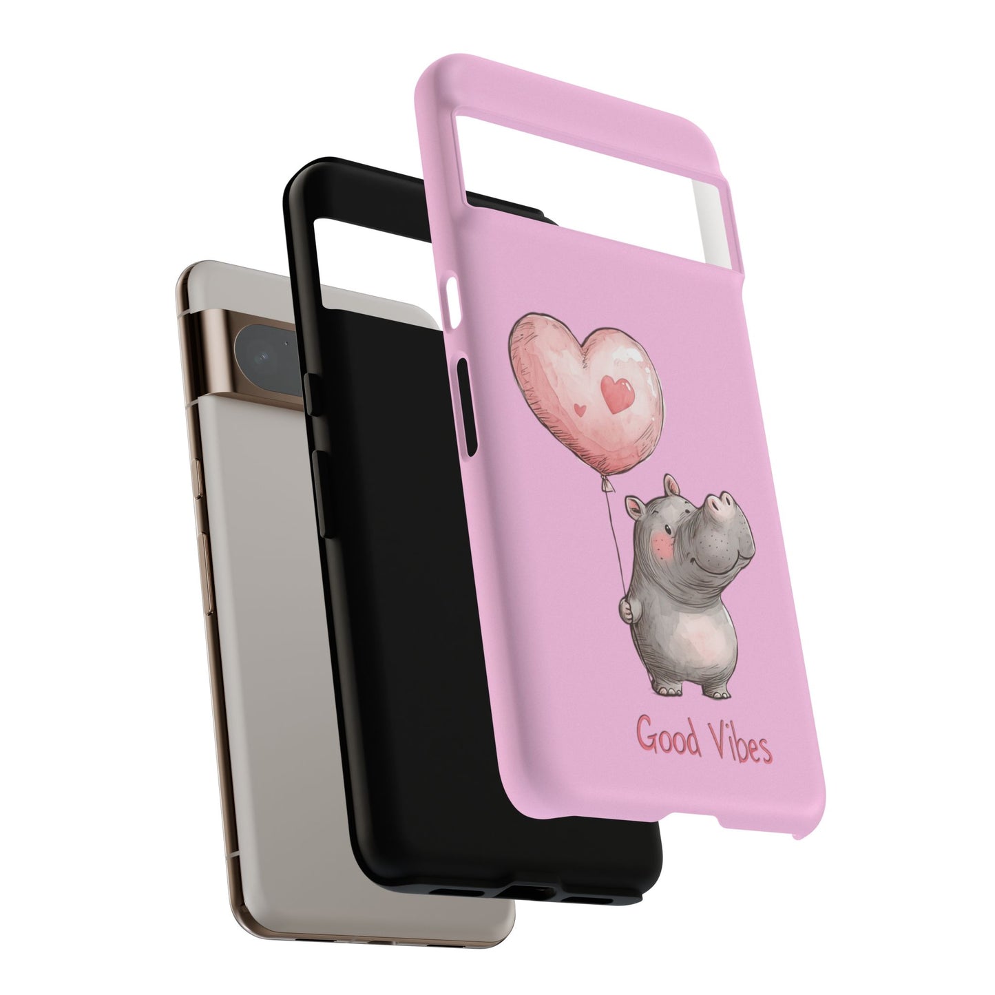 Cute Hippo Phone Case | Good Vibes, Gift for Friends, Cute Phone Accessories, Animal Lover Gift, Happy Phone Cover