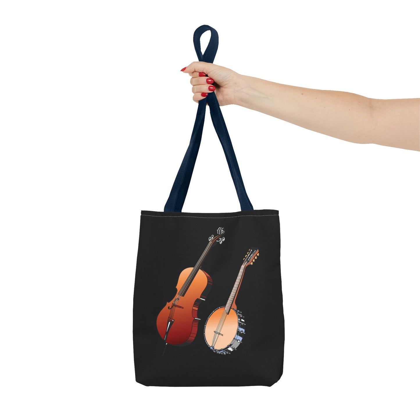 Musical Instruments Tote Bag, Music Lover Gift, Banjo and Cello Design, Stylish Grocery Tote, Concert Bag, Eco-Friendly Carryall