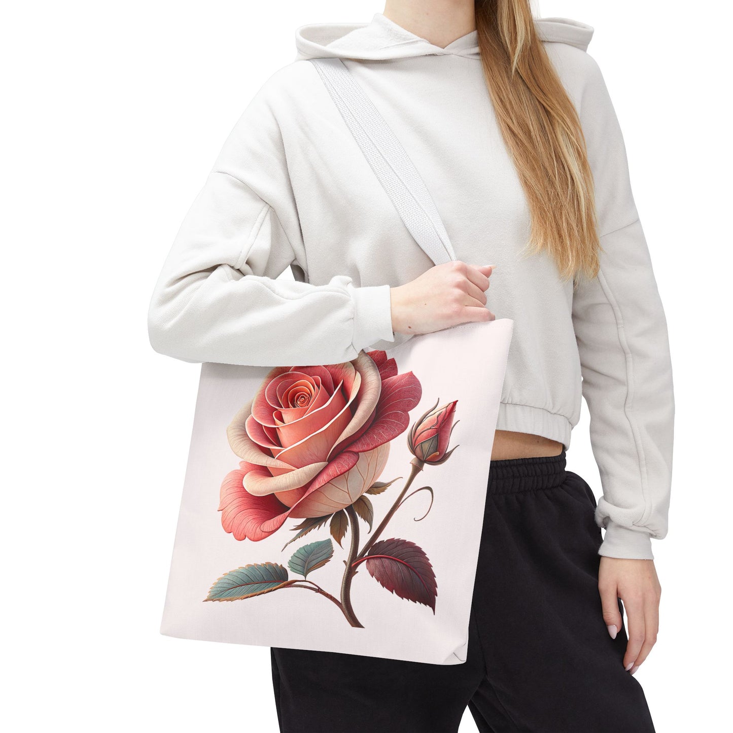Romantic Floral Tote Bag, Rose Design, Chic Bag, Stylish Carryall, Perfect Gift for Her, Everyday Use, Eco-Friendly