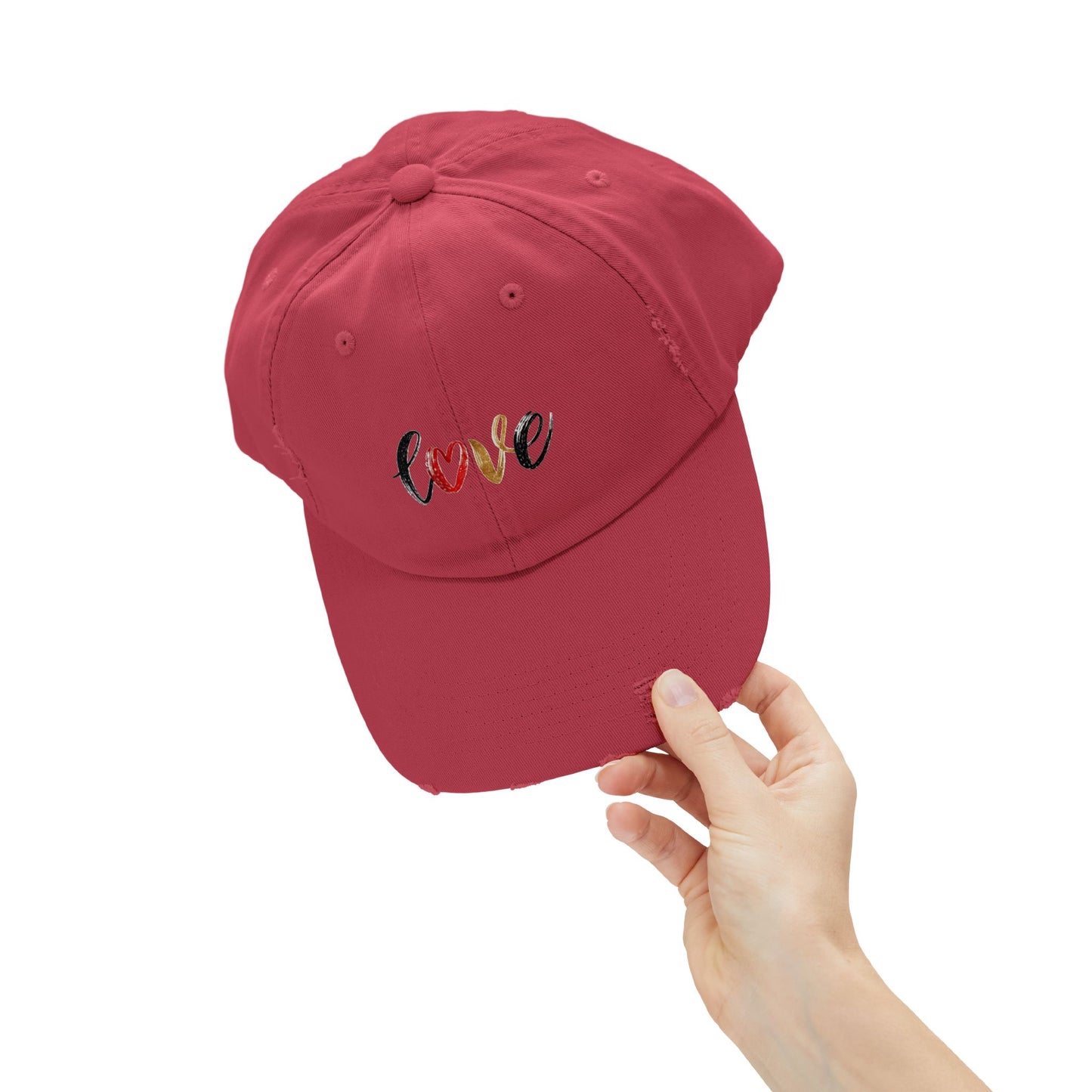 Distressed Love Cap - Casual Unisex Hat for Everyday Wear, Gift for Her, Summer Accessory, Trendy Streetwear, Distressed Cap