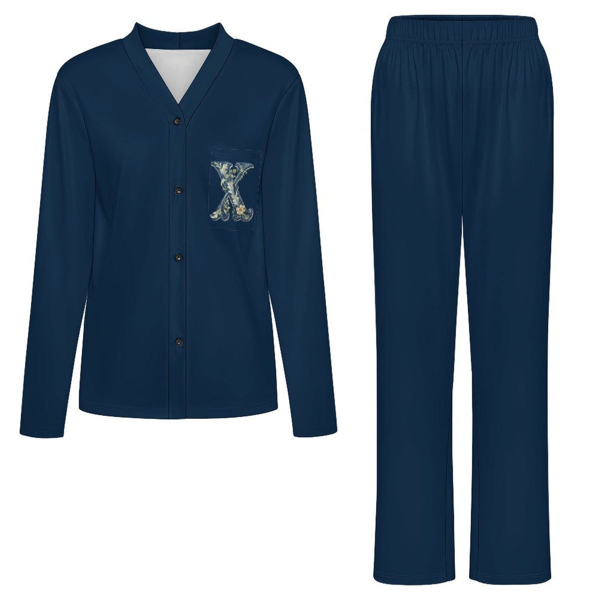 Super Comfy Women's V-Neck Pajama Set Letter X