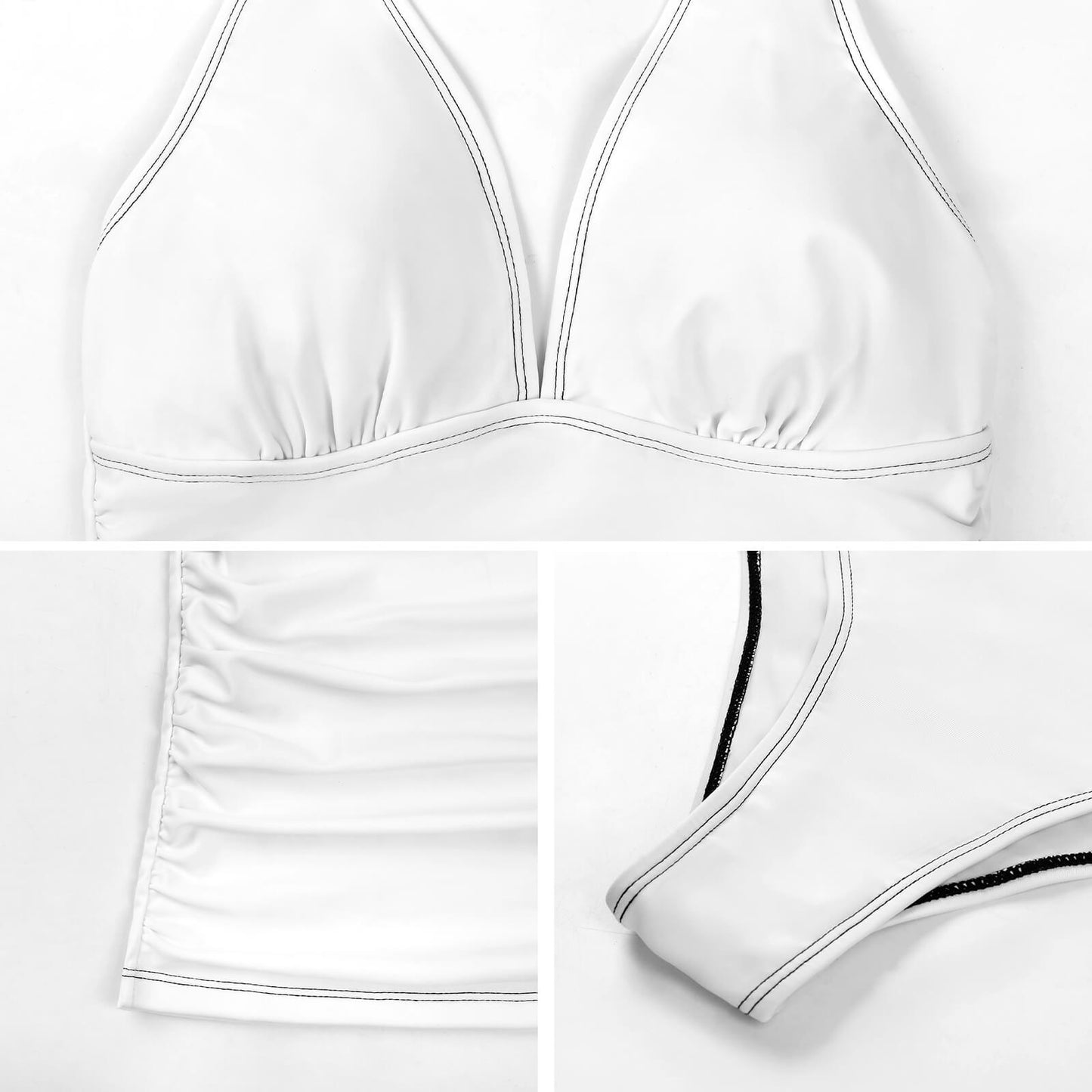 2-Piece Women's Halter Tankini Black and White