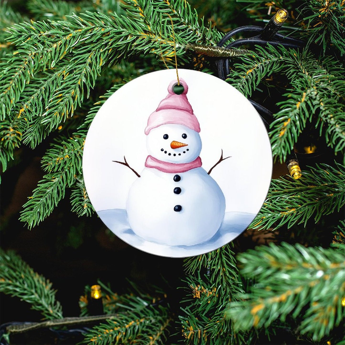 Round Christmas Ceramic Ornament (Glossy Surface)