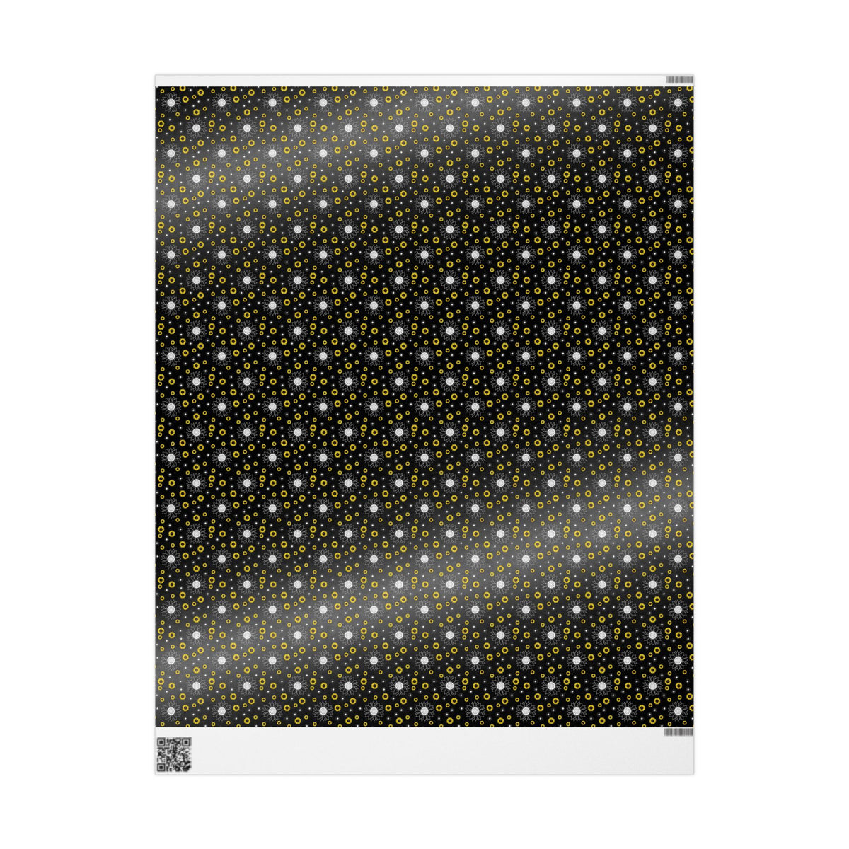 Sunflower Doodles Wrapping Paper Roll — Black & Yellow Floral Gift Wrap