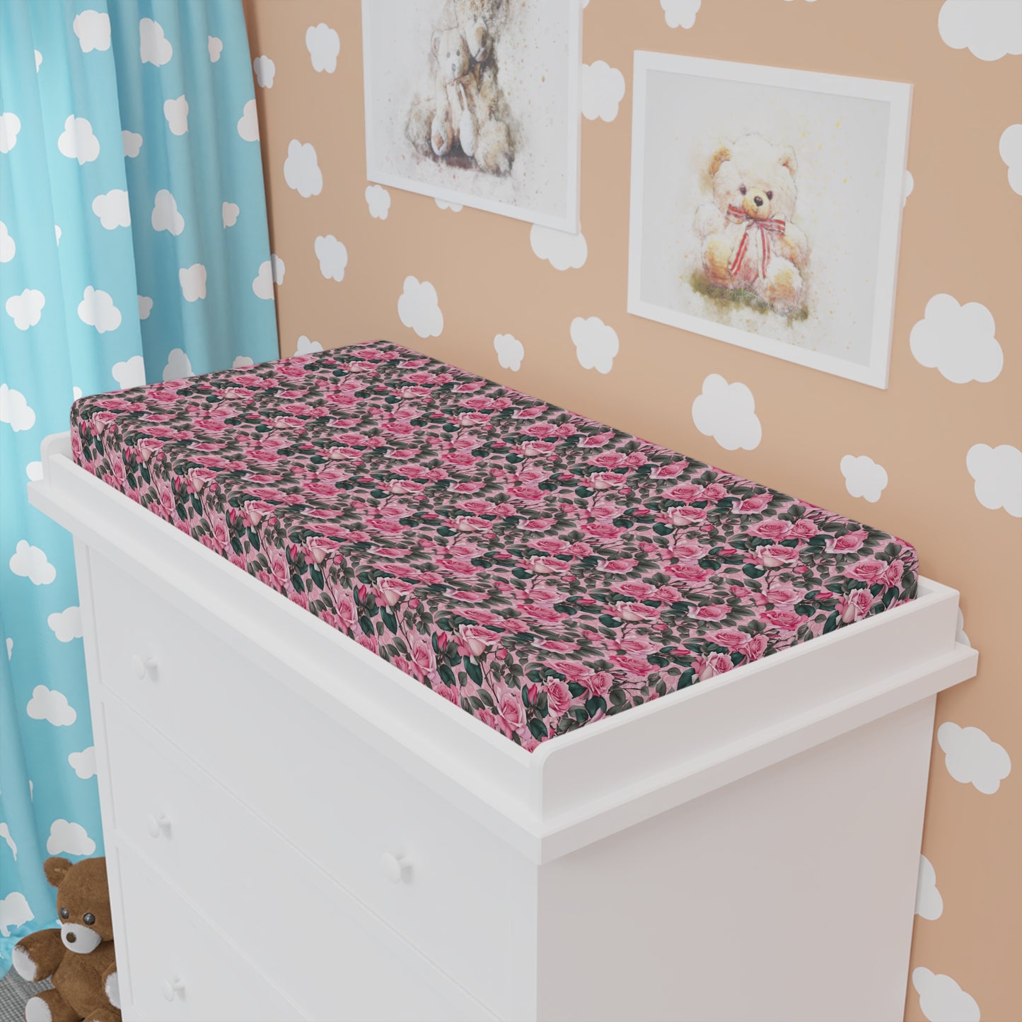 Floral Baby Changing Pad Cover, Soft Nursery Bedding, Baby Shower Gift, Floral Pattern, Gender Neutral Decor