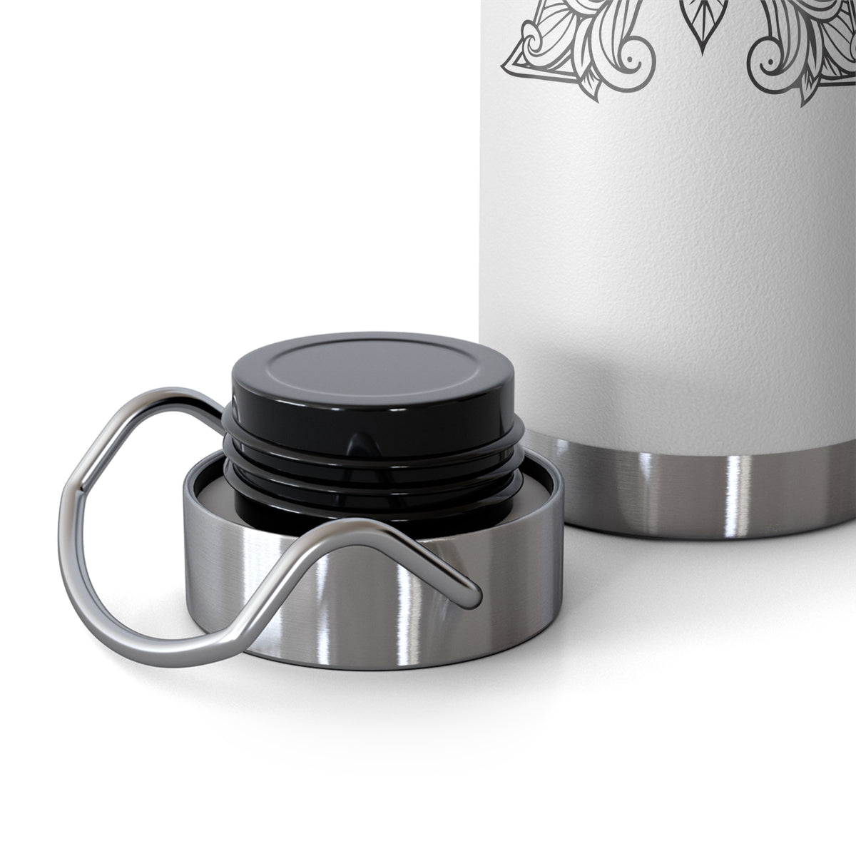 Boho Art Cold Drink Tumbler- Letter A, Personalized Water Bottle, Yoga Gift, Stylish Insulated Flask