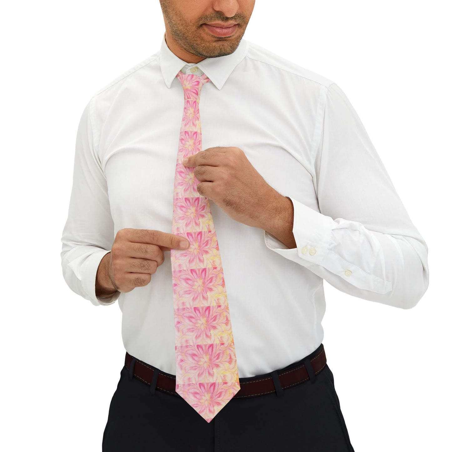 Floral Pattern Necktie - Elegant Pink Tie for Weddings and Formal Events