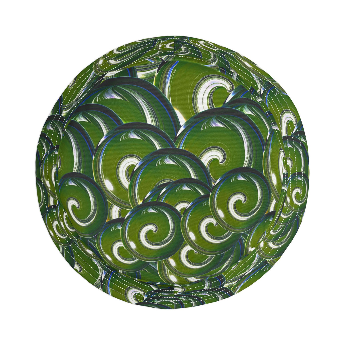 Green Swirl Pattern Bucket Hat – All-Over Print Casual Sun Hat