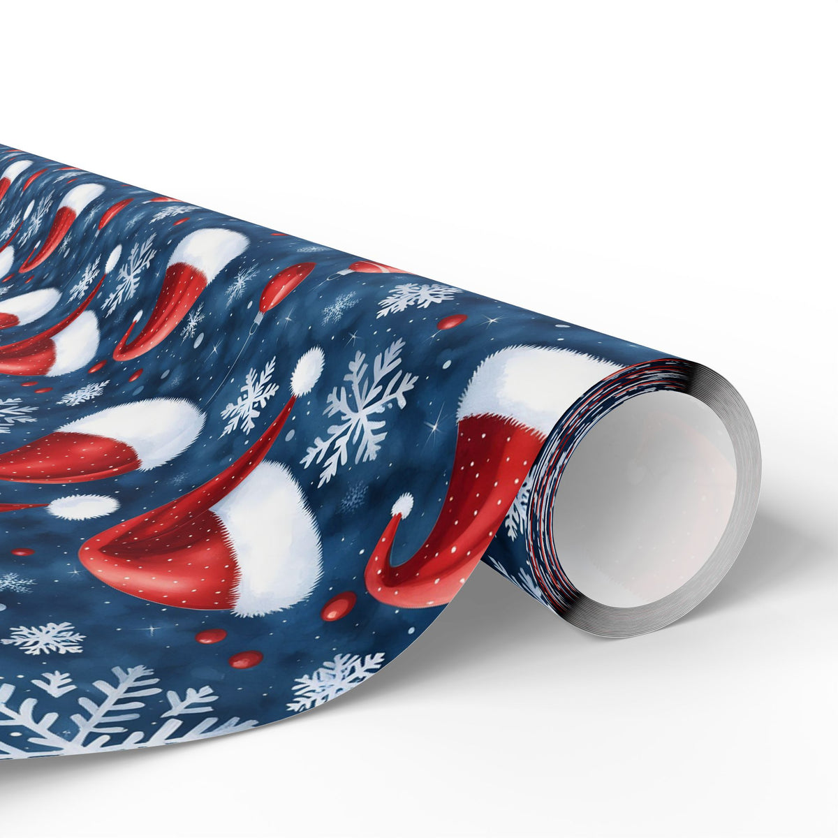 Christmas Santa Hat Wrapping Paper Roll — Festive Snowflake Gift Wrap