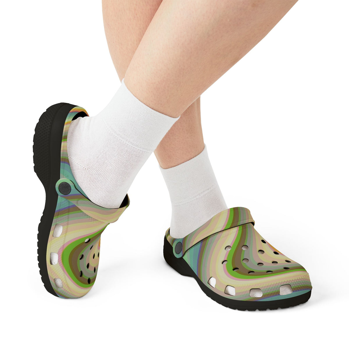 Retro Swirl Clogs — Colorful EVA Foam Comfort Shoes