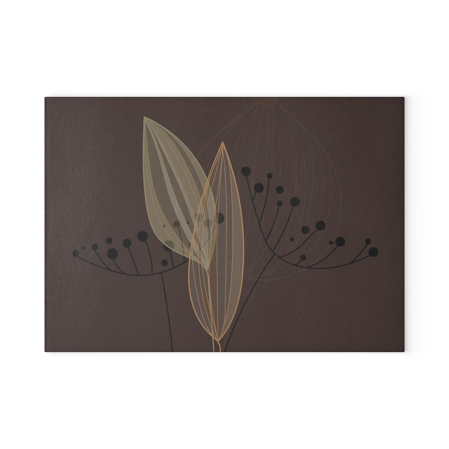 Elegant Glass Cutting Board with Leaf Design, Kitchen Decor, Housewarming Gift, Culinary Art, Modern Kitchen Accessory