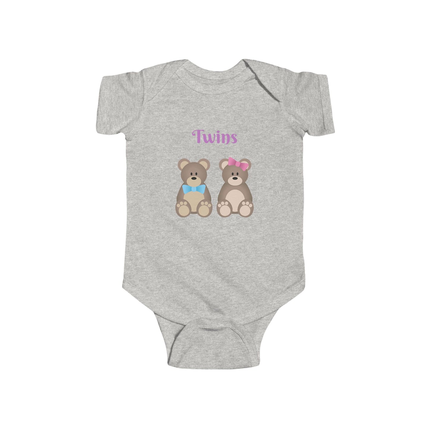 Twins Bear-Themed Infant Bodysuit, Cute Baby Onesie, Gift for New Parents, Baby Shower, Twin Celebration Outfit, Adorable Baby Clothing
