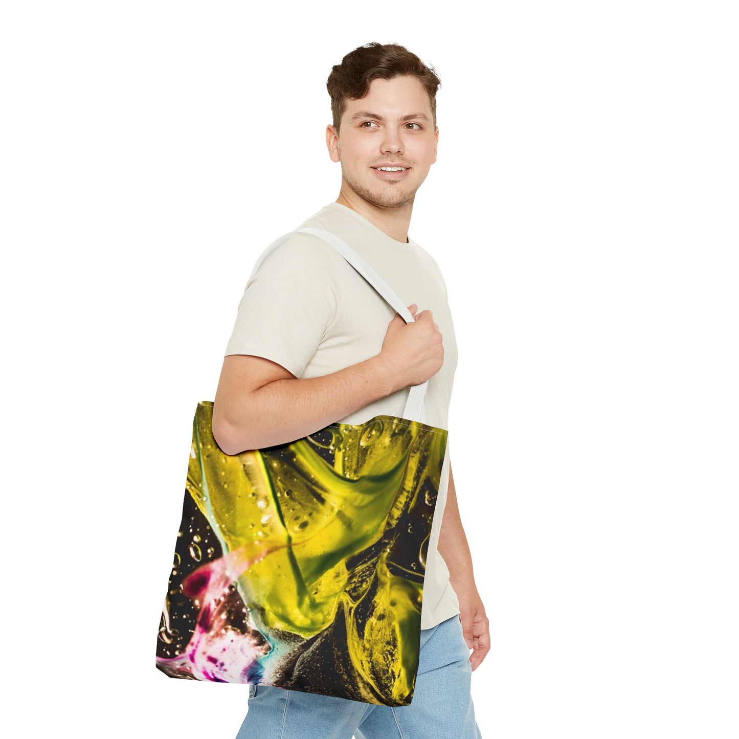 Vibrant Abstract Art Tote Bag, Colorful Reusable Shopper