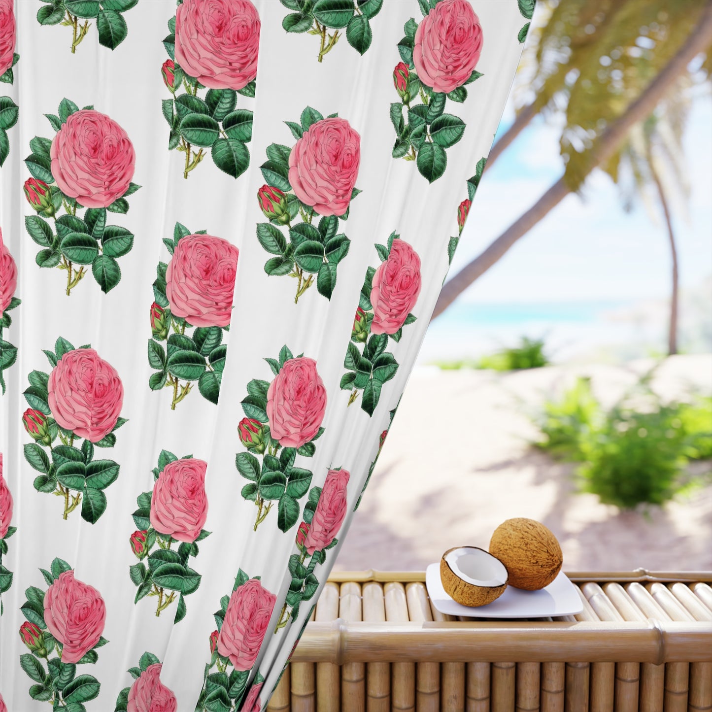 Floral Window Curtains, Boho Home Decor, Pink Rose Transitional Drapes, Living Room Accessories, Gift for Her, Elegant Window Treatment