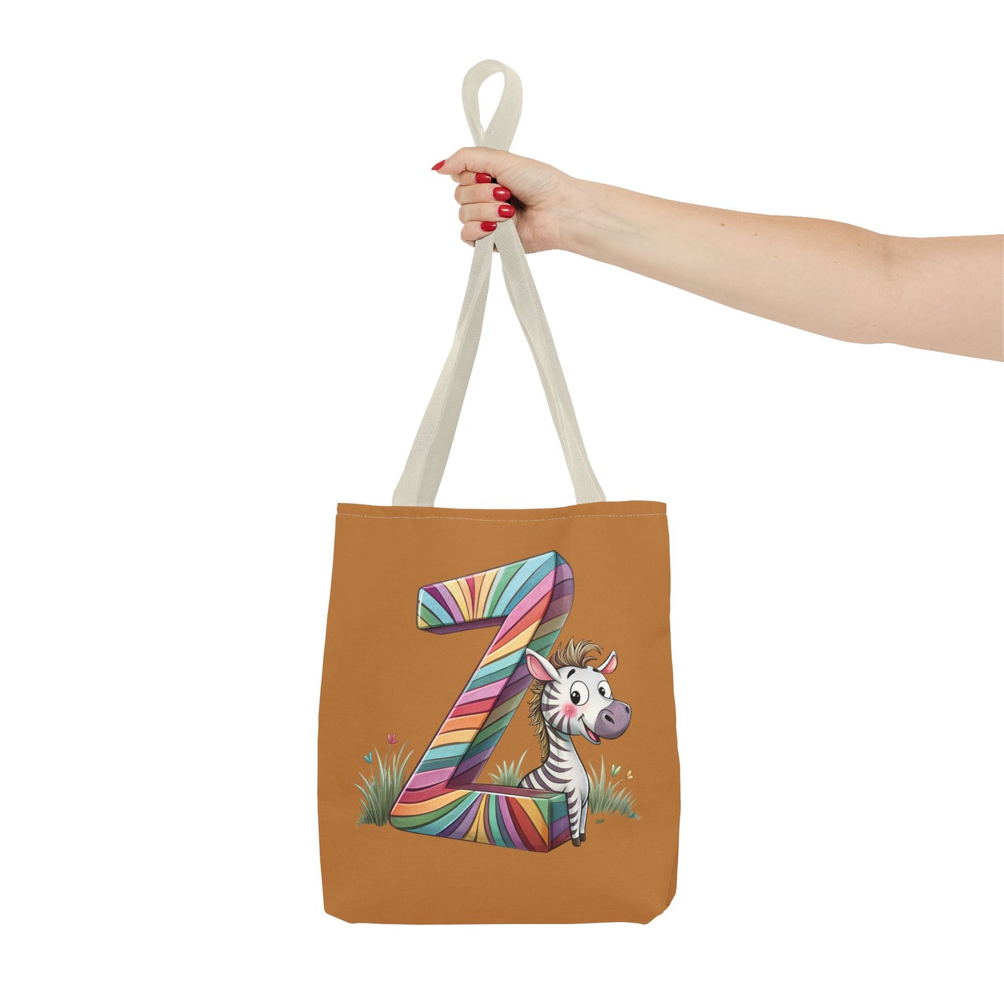 Colorful Zebra Initial Tote Bag, Kids' Backpack, Fun Reusable Shopping Bag, Cute Gift for Animal Lovers, Eco-Friendly, Alphabet Design