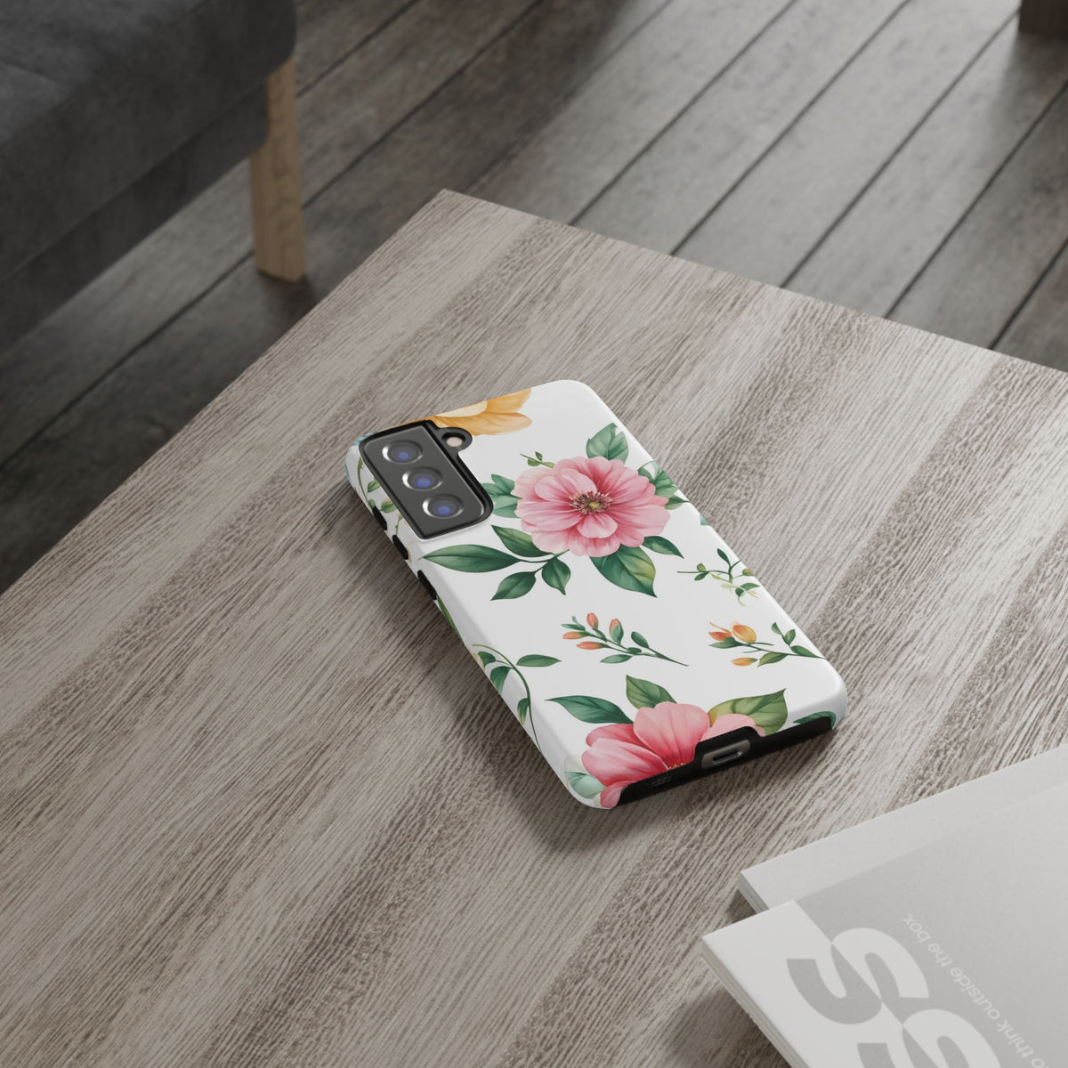 Floral Tough Phone Case — Pink Peony Protective Phone Cover