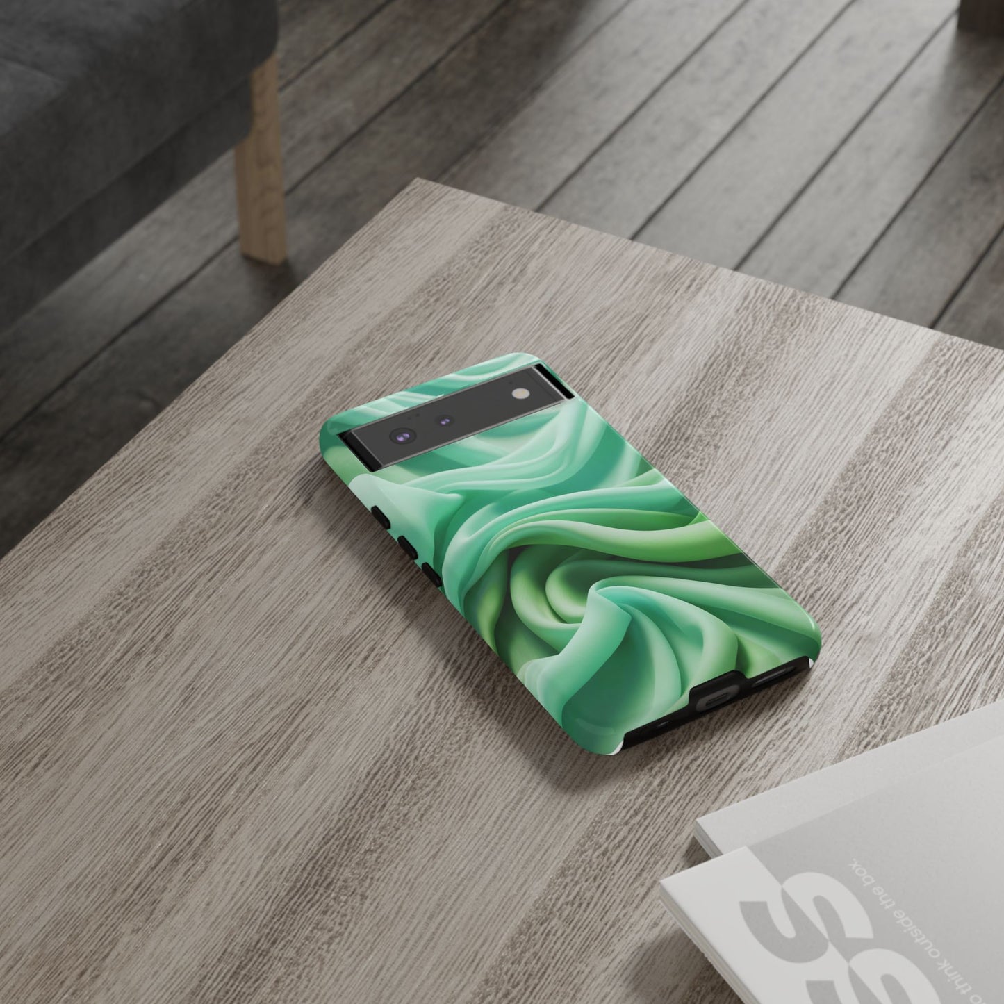 Stylish Phone Case, Tough Case, Green Abstract Design, Cell Phone Cover, Unique Gift, Trendy Accessory