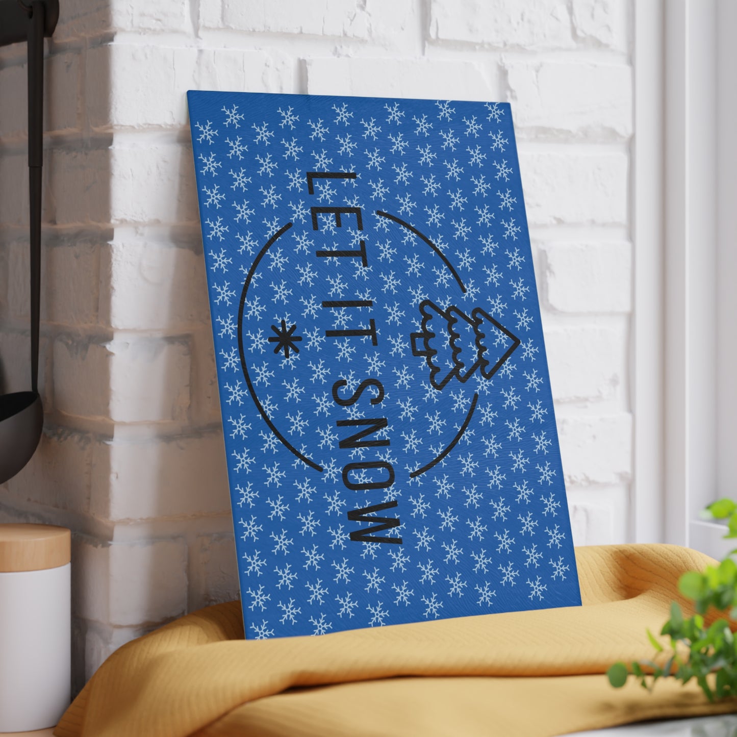 Winter Themed Glass Cutting Board - Let It Snow Design, Holiday Kitchen Decor, Christmas Gift, Festive Cooking, Snowflake Kitchenware