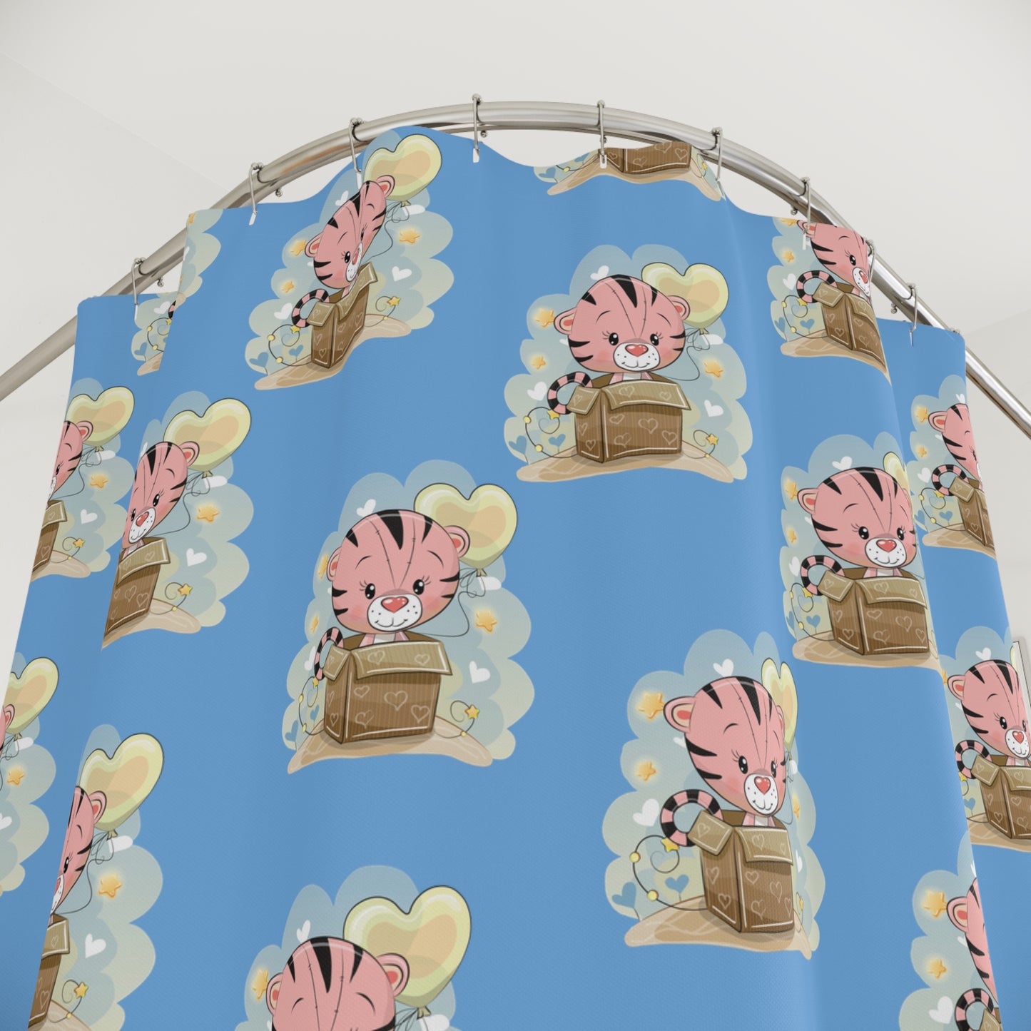 Cute Tiger Shower Curtain, Waterproof Bath Decor, Kids Bathroom