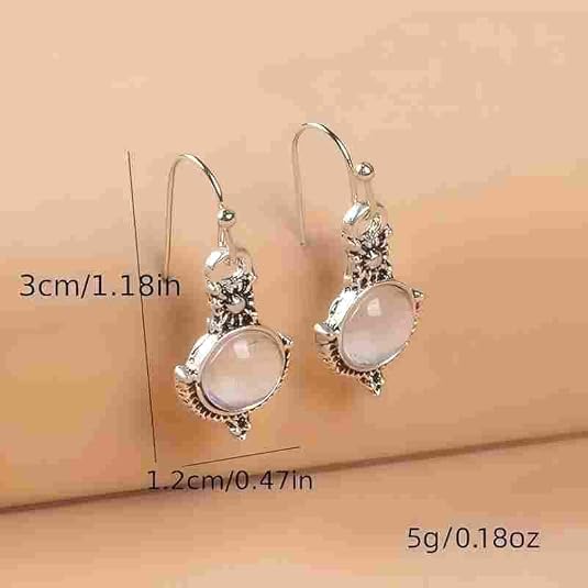 Luxurious Vintage Moonstone Statement Long Drop Dangle Earrings - Drop Dangle