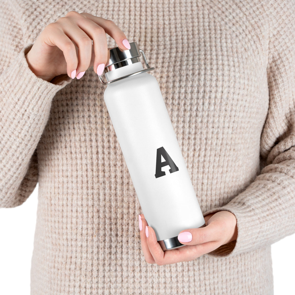 Personalized Copper Insulated Water Bottle, 22oz - Letter A